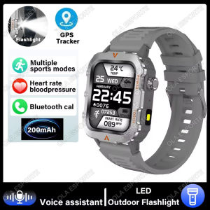 Outdoor Military Smart Watch Men LED Flashlight Blood Pressure Multiple Sport Mode GPS Tracker Waterproof Smartwatch For Android