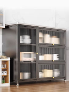 Modern Simplicity Kitchen Storage Rack Floor-Standing Wall-Oriented Carbon Steel Rock Plate Cabinet Home Dining Sideboard