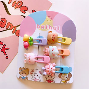 Spring Edition Ins Children Cute Resin Bear Cloud Safety Clip Baby Mini Hair Clip Set of 5 All-Inclusive Baby Hair Accessories
