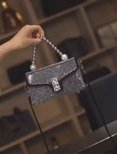(Ready Stock) Encrusted Pearl Handbag 2024 New Fashion Small Square Bag Trendy Versatile Single Shoulder Bag