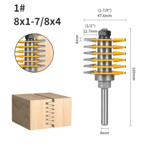 2-Teeth 47MM(1-7/8") Adjustable Finger Joint Router Bit Woodworking Milling Cutter for Wood Bit Face Mill End Mill