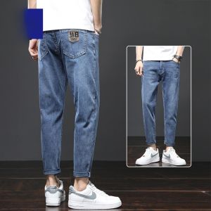 ROMON | Loose Fit Summer Thin Denim Jeans For Men Casual Blue Workwear Trousers Elastic Waist Straight Leg Long Pants Youth Fashion