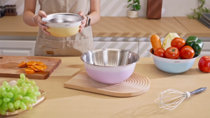 SUPVIBE 4PCS Set 316 Stainless Steel Vegetable Fruits Basin Food Grade Kitchen Bowl Vegetable Washing Kneading Basin