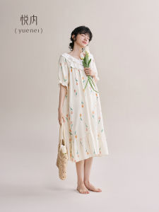 Summer Cotton Pajamas Womens Nightgown Short Sleeve Lightweight Princess Style Japanese Style Home Clothes Sweet Style
