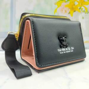 Dompet wanita cewek lipat resleting polos logo cute