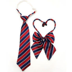 Stripes Elastic Punch-Free Primary and Secondary School Uniform Tie Shirt Female Kids Japanese Style Decorative Tie Male College Style