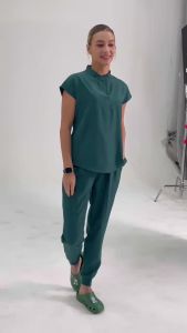 Mandarin Scrub Jumpsuit Women Quick-dry Nursing Scrubs Uniforms Sets Clinic Beauty Salon Medical Clothes S22