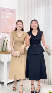 Set lẻ Áo peplum nữ cổ kiểu AF06045 - Chân váy nữ may viên thời trang GUMAC VF06046
