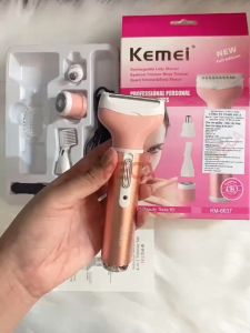 Máy tẩy lông 4in1 đa năng mini Kemei KM-6637 chuyên dùng cạo lông toàn thân sử dụng pin sạc tiện lợi - Hàng chính hãng