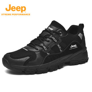 Jeep | Jeep Mens Hiking Shoes Breathable Mesh Outdoor Sports Shoes Anti-slip Wear-resistant Shock-absorption Reflective Low-top Boots