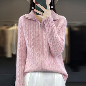 Womens Open Front Cashmere Imitation Knitwear High Collar Long Sleeve Loose Fit Autumn Winter Sweater Outerwear Top