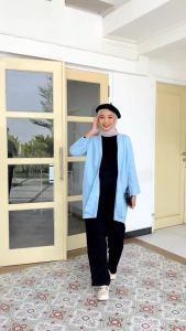 Cardigan Wanita Bella Outer Linen Oversize