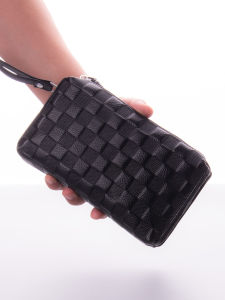 New Mens Leather Handbag Casual Large Capacity Soft Cowhide Plaid Handheld Bag Polyester Lining Zipper Closure Single Strap