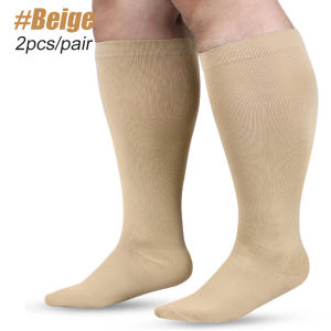 1Pair Plus Size Compression Socks for Women & Men 20-30 MmHg Extra Wide Calf Knee High Stockings for Circulation Support