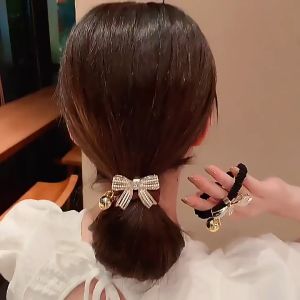 Dây buộc tóc cột tóc scrunchies đính đá HÌNH NƠ màu trơn Hàn Quốc