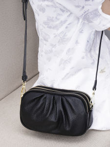 Fashionable Large Capacity Leather Crossbody Bag Womens Folded Triple Zipper Handbag Casual Single Shoulder Bag Handmade