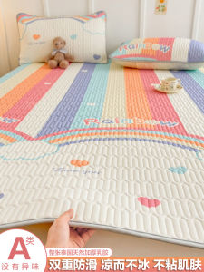 ผ้ากันเปื้อนนอนยางพาราเย็นสบายในช่วงฤดูร้อน นุ่ม สไตล์เรียบง่าย ใช้งานง่าย ผ้าฝ้ายโพลีเอสเตอร์ แผ่นรองนอนสำหรับหอพักนักเรียน แผ่นรองนอนขนาดเล็ก ผ้าไหมน้ำแข็ง