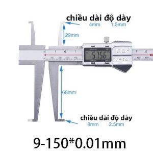 Thước Kẹp Kỹ Thuật Số 9-150mm Hai Rãnh Bên Trong Thước Đo Điện Tử Bằng Thép Không Gỉ Dụng Cụ Đo Đường Kính Dụng Cụ Chế Biến Gỗ Độ Chính Xác 001mm