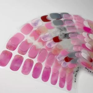 16Tips Lavender Purple Butterfly Nail Gel Stickers Baking-Free Self-Adhesive Nails Wraps Long-Lasting Full Cover Manicure Strips