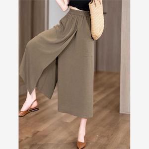 กางเกงขายาวทรงหลวมเอวสูงสำหรับผู้หญิงในช่วงฤดูร้อนปี 2024 ทรงเข้ารูป สไตล์จีนแผ่นดินใหญ่ ขนาดใหญ่ กางเกงขายาวทรงหลวม