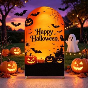 VIKAMA Classic Happy Halloween Arch Banner Cartoon Pumpkin Ghost Bat Backdrop Home Outdoor Trick or Treat Party Decor Supplies