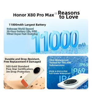 HONOR | 5G Smartphone with 11000mAh Battery Oasis Eye-care Screen WaterproofX80 Pro Max 5G