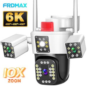 6K 12MP WiFi Camera Outdoor Three lens 10X Zoom Panoramic View PTZ IP Camera Auto Tracking Security Protection CCTV Video Camera
