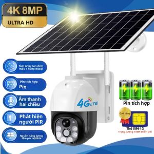 Camera Năng Lượng Mặt Trời 5MP 4G Tích Hợp Pin Phát Hiện Chuyển Động PIR Xoay PTZ Giám Sát An Ninh Thông Minh Ngoài Trời IP Surveillance V380 Pro