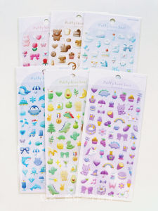 Kamiojapan 3D Animal Dessert Stickers Flat Cartoon Decals for Bullet Journal Decoration Sweet Treats Paper Crafts