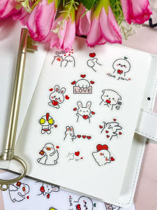 Creative Cartoon Heart Shaped Stickers Self Adhesive Waterproof Glass Cup Phone Case Album Decorations Couple DIY Reward Small Stickers