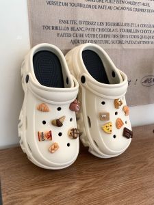 Fun DIY Ice Cream Pizza Hole Hole Shoe Thick Bottom Fashion Summer Ladies Outdoor Slippers Casual Hollow out Design EVA Material