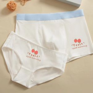 Sweet Strawberry Couples Cotton Underwear Set Mens Womens Cute Adult Couples Shorts Fashionable Home Comfortable Cotton