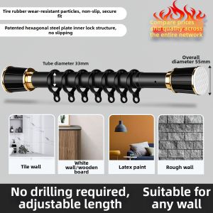 No-drill Extendable Curtain Rod