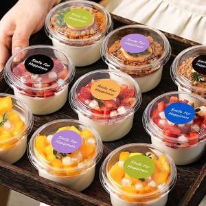 50PCS Dessert Cup with Lid Transparent Plastic Cups for Dessert Ice Cream Pudding Mousse Cake Box