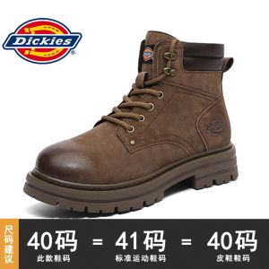 Dickies Mens Martin Boots Winter Workwear Snow Boots Fleece Lined Cotton Shoes Yellow Boots British Style Mid-Calf Boots