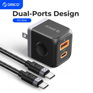 ORICO GaN 20W 30W ที่ชาร์จไฟรวดเร็ว USB ที่ชาร์จแบบ Type C แบบพกพาขนาดเล็กเครื่องชาร์จติดผนังสำหรับมือถือ
