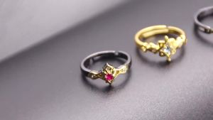 Genshin Impact Cosplay Ring Zhongli Tartaglia Xiao Venti Albedo Adjustable Finger Rings for Women Men Jewelry