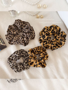 ยางรัดผมลายเสือดาวสไตล์ย้อนยุคสำหรับผู้หญิง ยางรัดผมยืดหยุ่นสูง เครื่องประดับผมแบบลำลอง ยางรัดผมแบบมีสายรัด