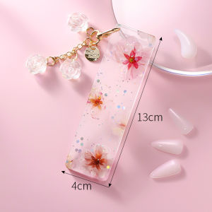 Artificial Nail Storage Board Traditional Chinese Guzheng Nail Extension Sample Real Flower Model Faux Nail Accessories