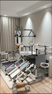 Công suất lớn đa chức năng Khung leo núi trong nhà dành cho trẻ em với cầu trượt leo cầu treo biển cho sân chơi gia đình