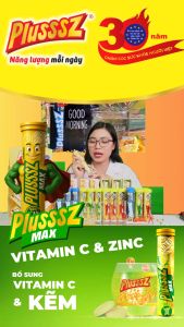 Viên sủi PLUSSSZ MAX VITAMIN C & ZINC  TĂNG ĐỀ KHÁNG hỗ trợ tăng miễn dịch - Tuýp 20 viên