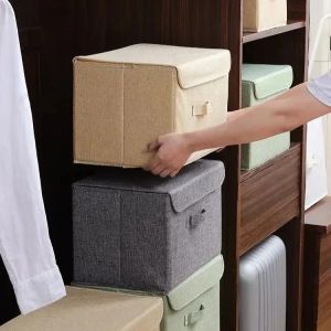 Foldable Clothing Storage Box with Lids Non-woven Sundries Organizer for Underwear Dustproof Multi-function Storage Box Home