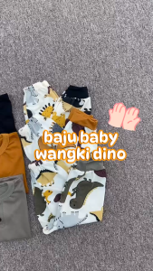 Salwa Baby - Setelan Wangki Pendek Celana Panjang Baby Usia 3-12 Bulan Motif Dino Microsaurus