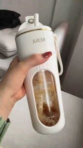 ALLTOU Electric Juicer Cup with Straw LED Power Display Portable Juicer Blender 340ML 14 Sharp Blades Mini Electric Fruit Blender USB Rechargeable Wireless Juice Mixer Electric Fruit Blender 榨汁机 果汁杯