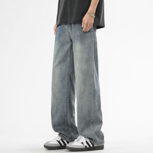 Quần Jeans Denim Ống Thẳng Rộng Cho Nam Thu Đông Xuân Quần Thường Ngày Thoải Mái Cạp Cao Thoải Mái Quần Jeans Denim