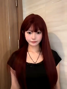 65CM Wine Red Long Straight Wig With Bangs For Women Gifting Hair Net Natural Full Head Wig for Daily Life Breathable Hairpiece For Female