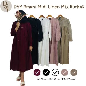 DSY Amani Midi Linen Mix Burkat Kancing Depan Saku Samping All Size LD 110 PB 125