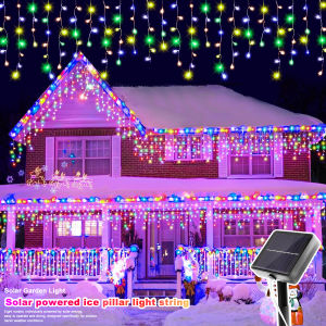 Solar Icicle String Lights 8 Modes Outdoor Solar Eaves Lights for Garden Patio Balcony Wedding Party Christmas Halloween Decor