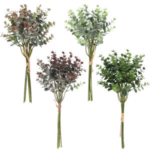 6 Branch 36 Heads Eucalyptus Leaf Artificial Plants Bouquet For Living Room Decoration Bride Wedding Vases Flowers Bouquet Decor
