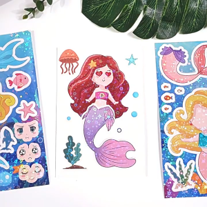 🔥HOT🔥8 miếng dán Nàng Tiên Cá miếng dán Tự Làm Miếng dán làm khuôn mặt Nàng Tiên Cá ủng hộ bữa tiệc cho trẻ em đồ dùng thủ công nghệ thuật phần thưởng Giáo Viên lớp học